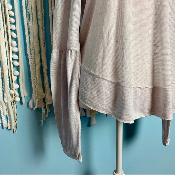 Free People Thin Knit Bell Sleeve Cutout Top M - Picture 3 of 7